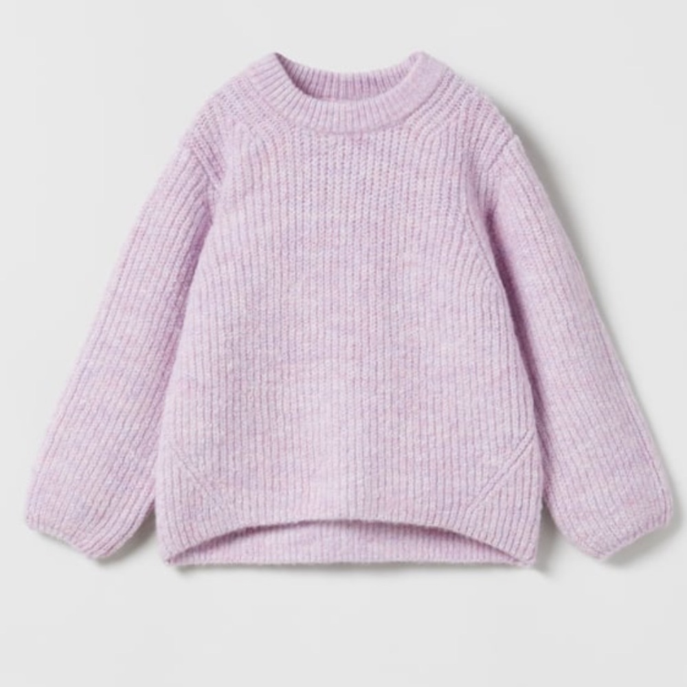 Zara Kids half cardigan stitch knit lilac sweater